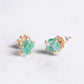 Variance Hand Cut Zambian Emerald & 14k Gold Stud Earrings