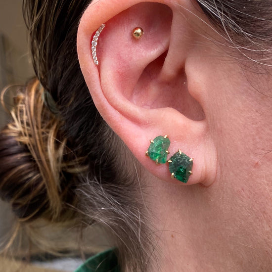 Variance Objects Medium Zambian Emerald & 14k Gold Studs
