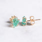 Variance Hand Cut Zambian Emerald & 14k Gold Stud Earrings