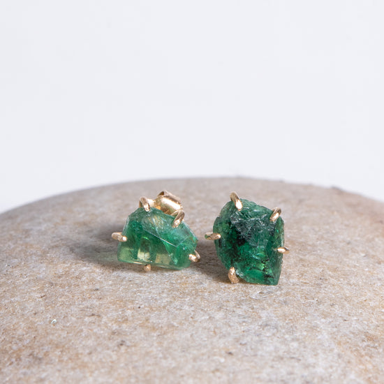 Variance Objects Medium Zambian Emerald & 14k Gold Studs