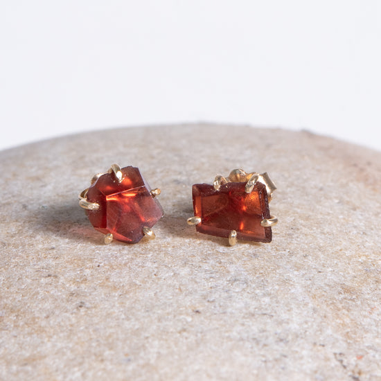 Variance Objects Small Garnet & 14k Gold Studs