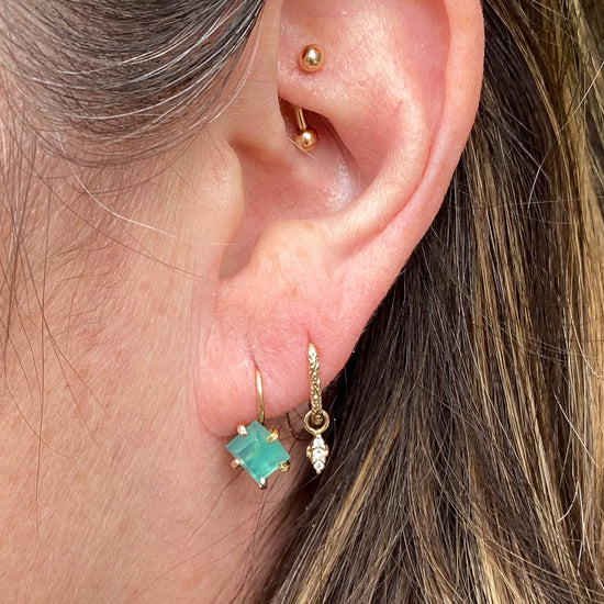 Variance Hand Cut Sm/medium Peruvian Gem Silica &14k Gold Hook Earrings