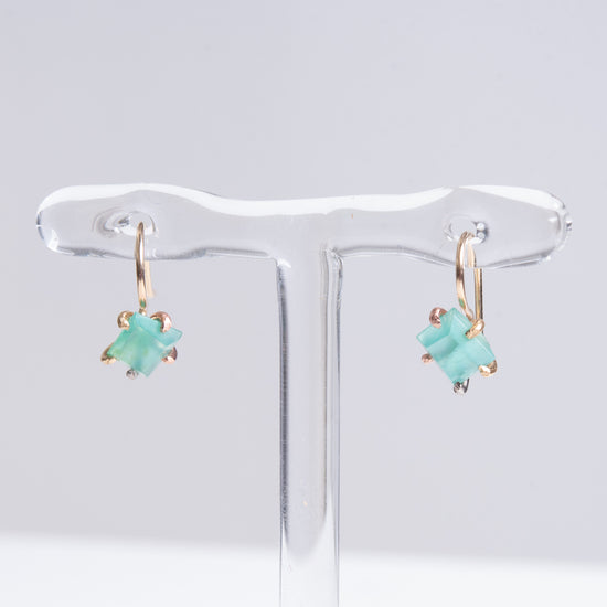 Variance Hand Cut Sm/medium Peruvian Gem Silica &14k Gold Hook Earrings