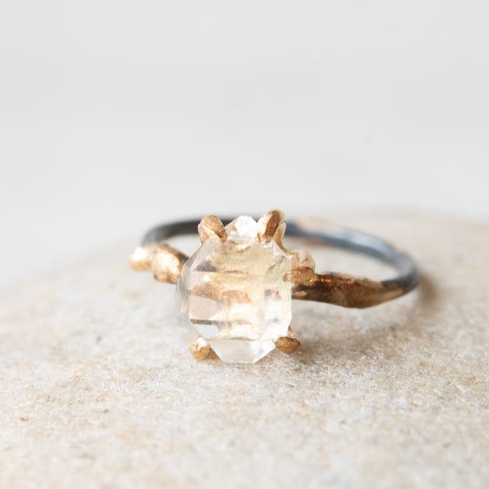 Variance Objects Hand Cut Herkimer Quartz Ring