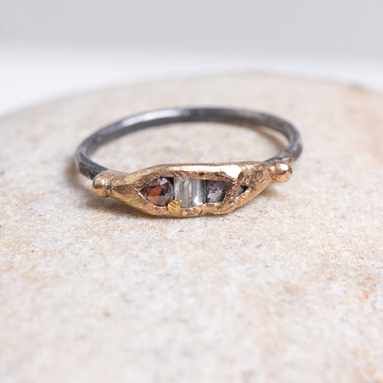Variance Mixed Diamond Band w/Oxidized Silver Band