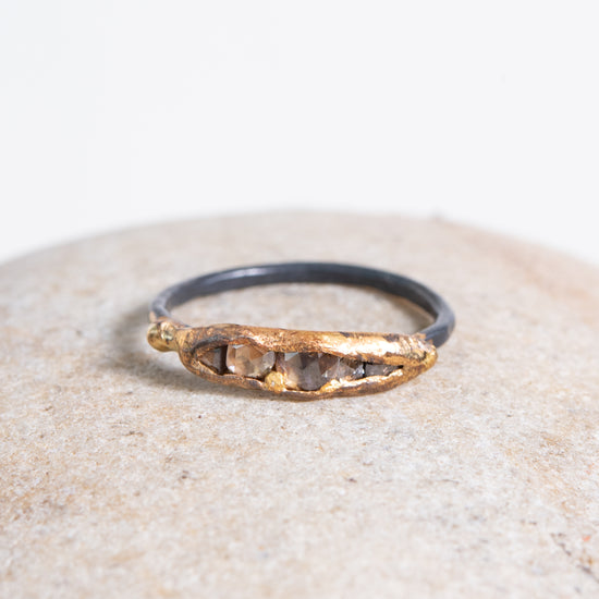 Variance Objects Cognac Rose Cut Diamonds On Oxidized Silver
