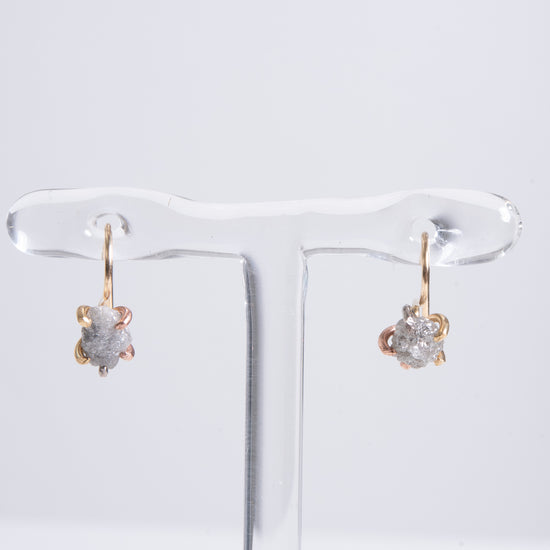 Variance Objects Rough Diamond 14k Gold Hook Earrings