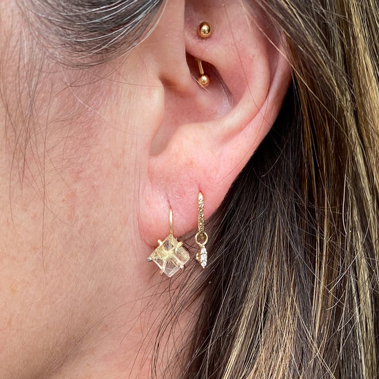 Variance Hand Cut Rutilated Quartz & 14k Gold Hook Earrings