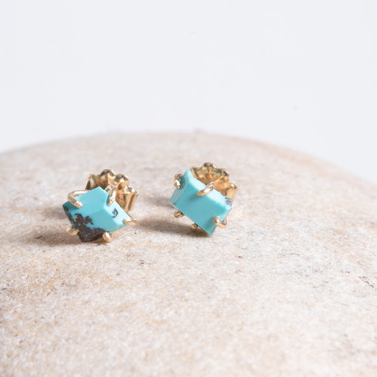 Variance Objects Small Zambian Turquoise 14k Gold Studs