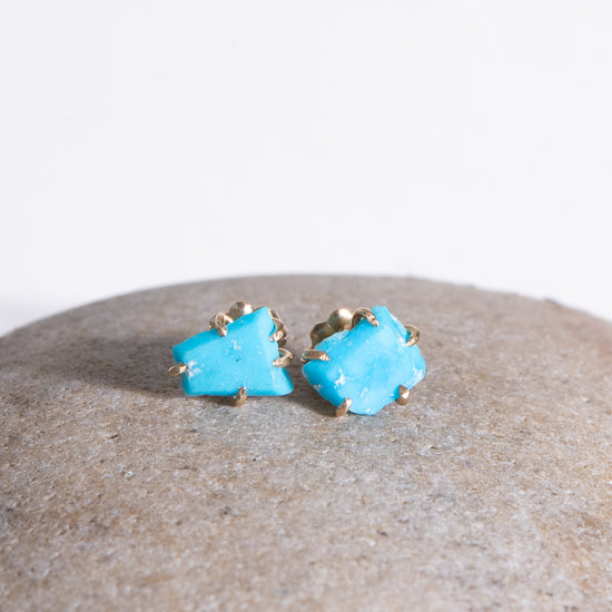 Variance Objects Medium Kingman Turquoise 14k Gold Studs
