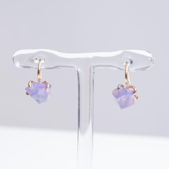 Variance Hand Cut Tanzanite &14k Gold Hook Earrings