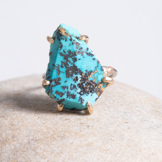 Variance Objects Zambian Turquoise Ring on Palladium Band.