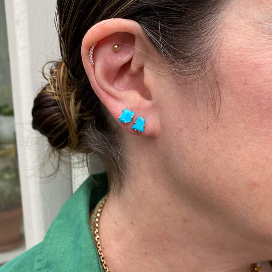 Variance Objects Medium Kingman Turquoise 14k Gold Studs